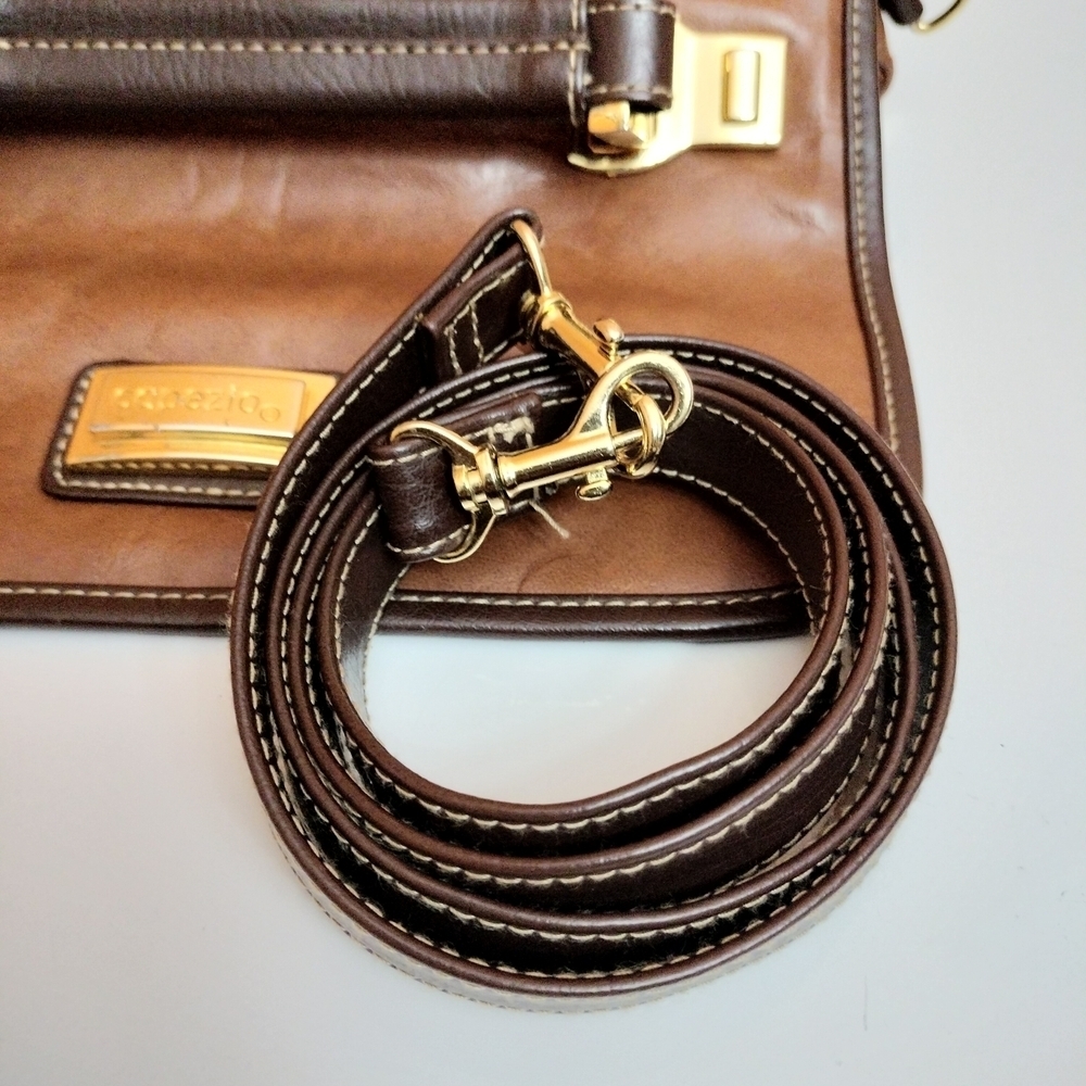 Vintage Capezio Brown Faux Leather Mini Briefcase Satchel Crossbody Handbag VTG - Picture 14 of 16
